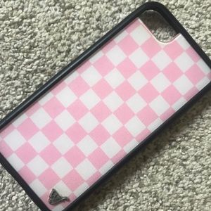 pink & white wf checkered phone case